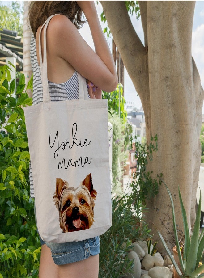 ZYQFN Yorkie Mama Canvas Tote Bag for Women - Cute Dog Lover Dog Mom Gift, Birthday, Christmas - Reusable Bag for Work, College & Travel. (003) - Image 2